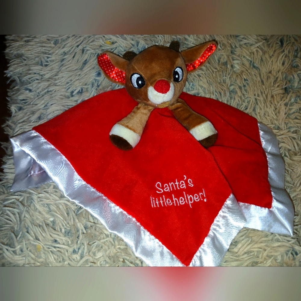 Rudolph Lovey Blanket with Red and Silver
